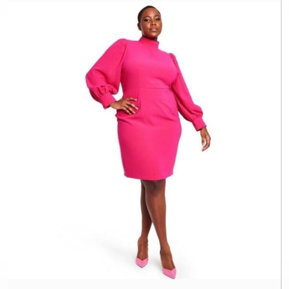 Sergio Hudson x Target | Hot Pink Balloon Sleeve Midi Dress, Sz. 2X